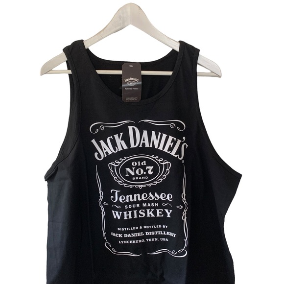 Jack Daniels Whisky Tank Top Bikercore Black & White Cotton Sleeveless Licensed - Picture 3 of 9
